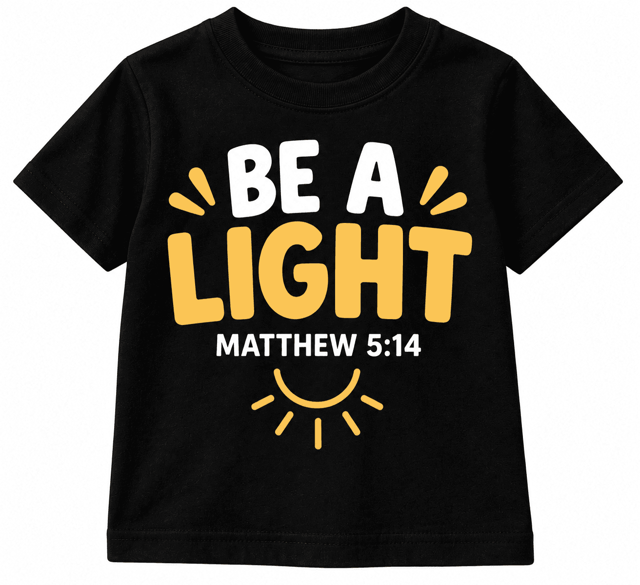 ☀️ Be a Light Kids Tee — Matthew 5:14 Let their light shine. ✨
