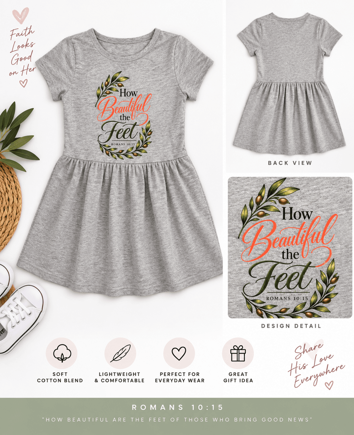 How Beautiful Are the Feet — Romans 10:15 Girls’ Dress
